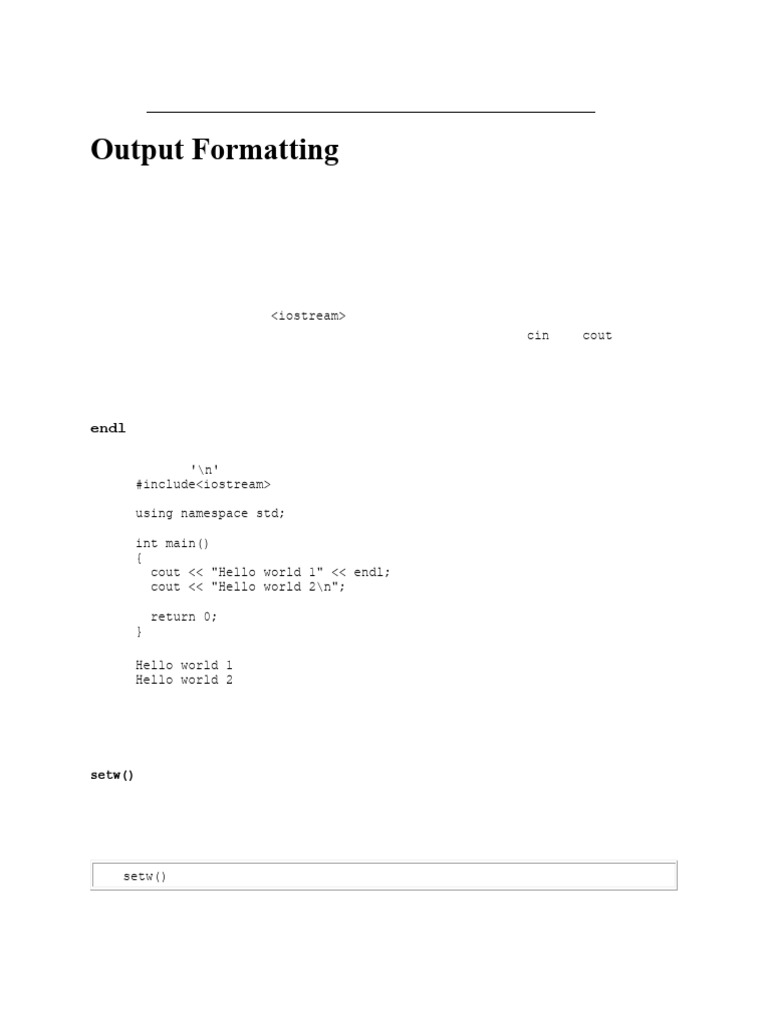 Lab 2 - Formatted Output | PDF | C++ | Namespace