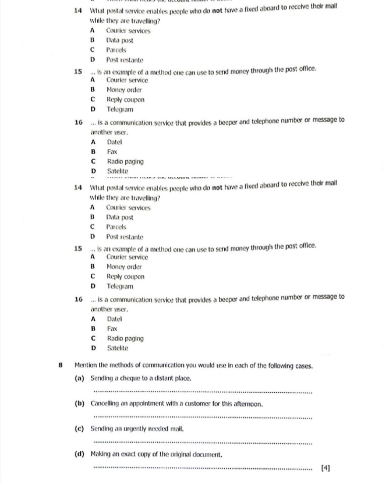Communication ECZ Questions (Commerce) | PDF