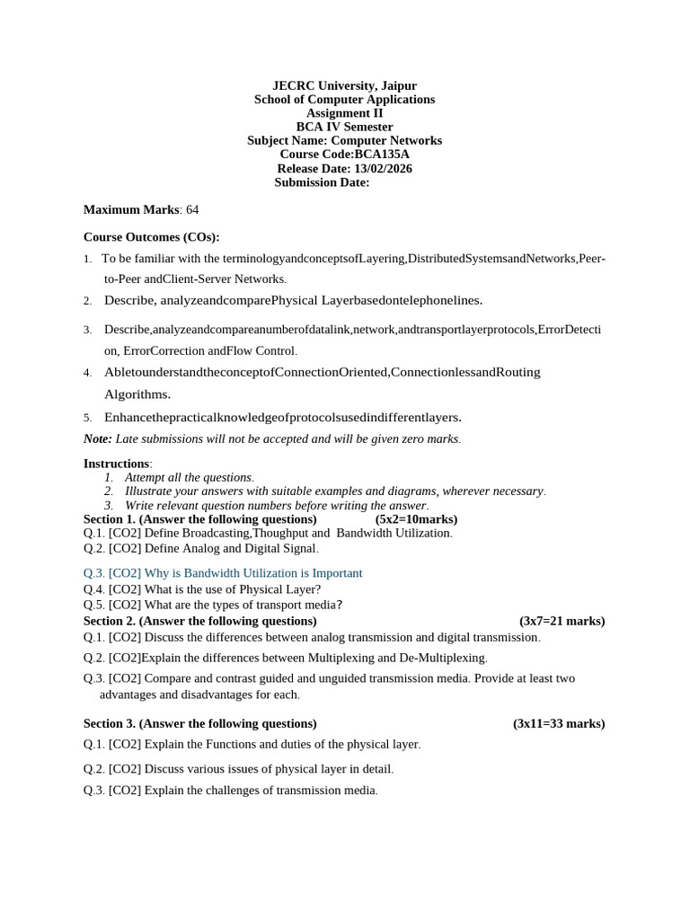 BCA135A CN Assignment 2 | PDF