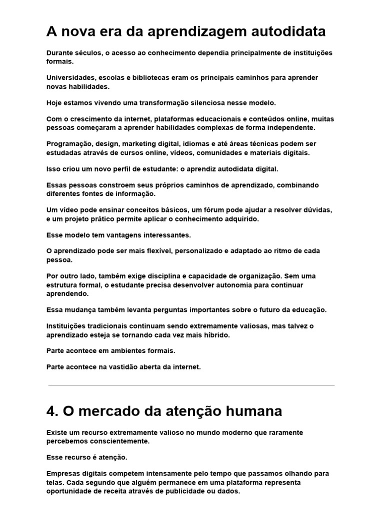 A Nova Era Da Aprendizagem Autodidata | PDF | Aprendizado | Internet