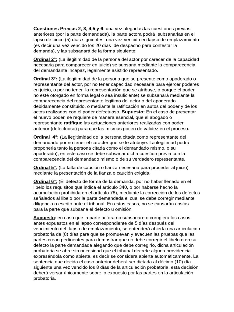 Cuestiones Previas 2 | PDF | Demanda judicial | Ley procesal