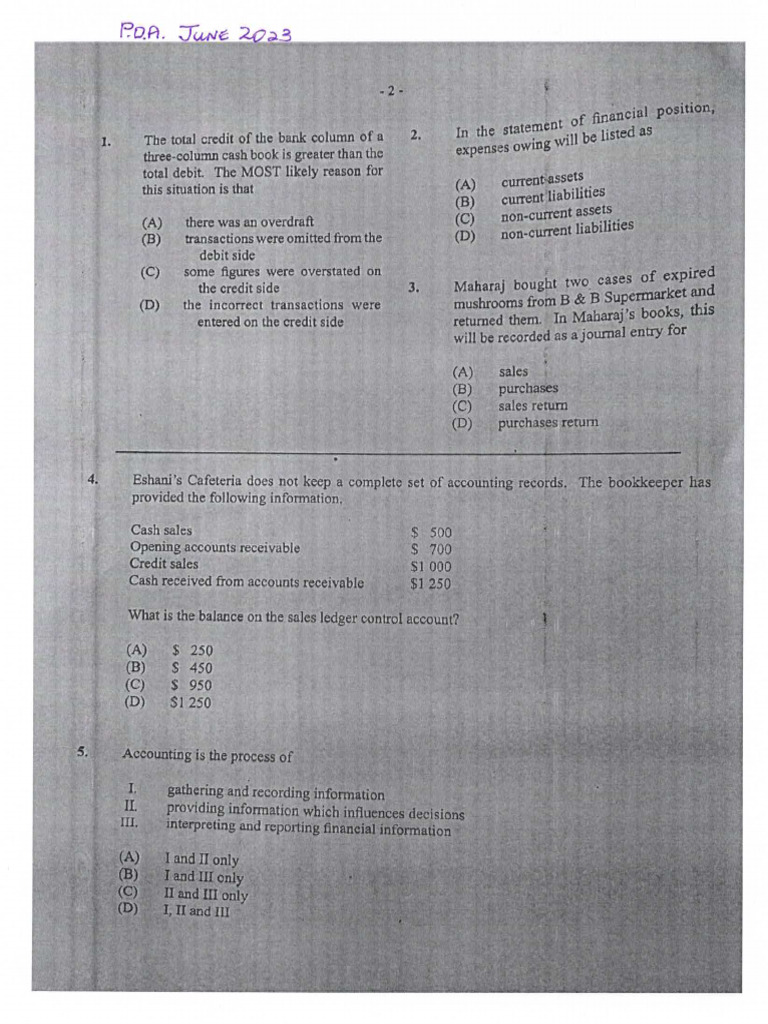 POA Paper 1 June 2023 | PDF