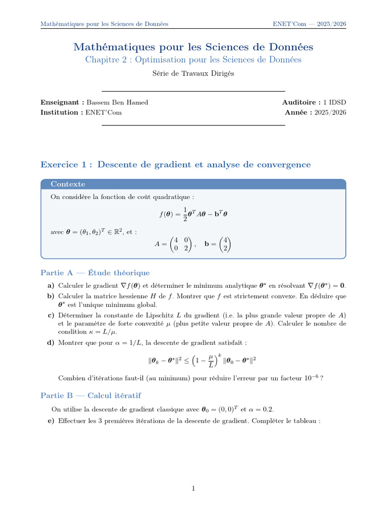 TD Chapitre2 Optimisation | PDF | Optimisation mathématique | Analyses