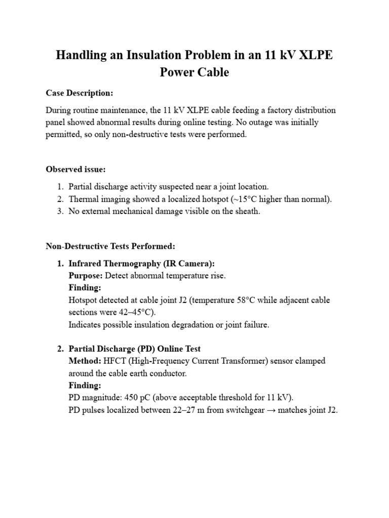 Handling An Insulation Problem in An 11 KV XLPE Power Cable | PDF ...