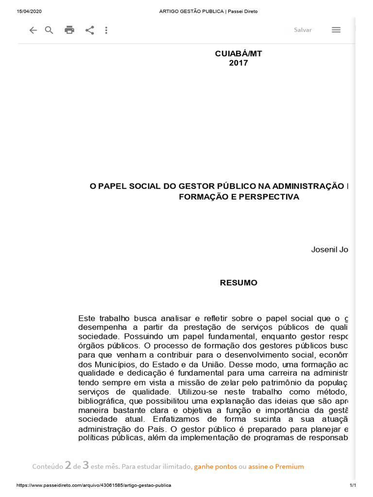 Artigo Gestão Publica | PDF | Administração pública