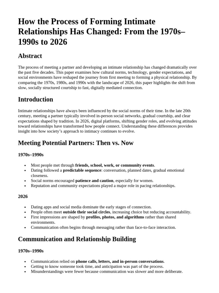 How The Process of Forming Intimate Relationships Has Changed | PDF ...