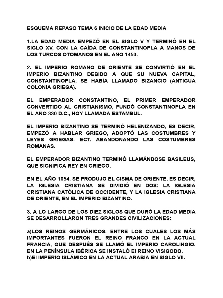 Esquema Repaso Tema 6 | PDF