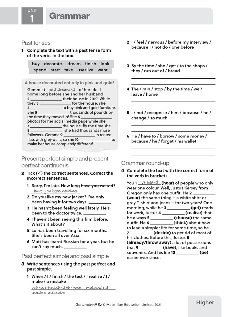 GI B2 U1 Grammar Higher | PDF | Language Families | Linguistic Morphology