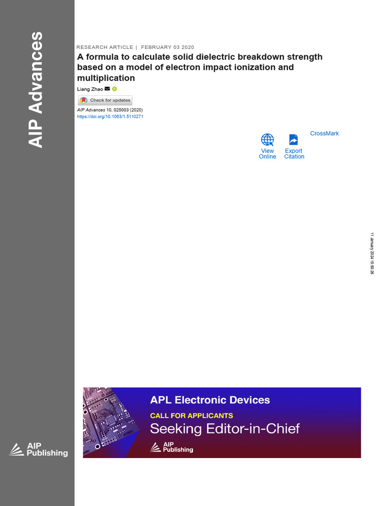 A Formula To Calculate Solid Dielectric Breakdown Strength | PDF ...