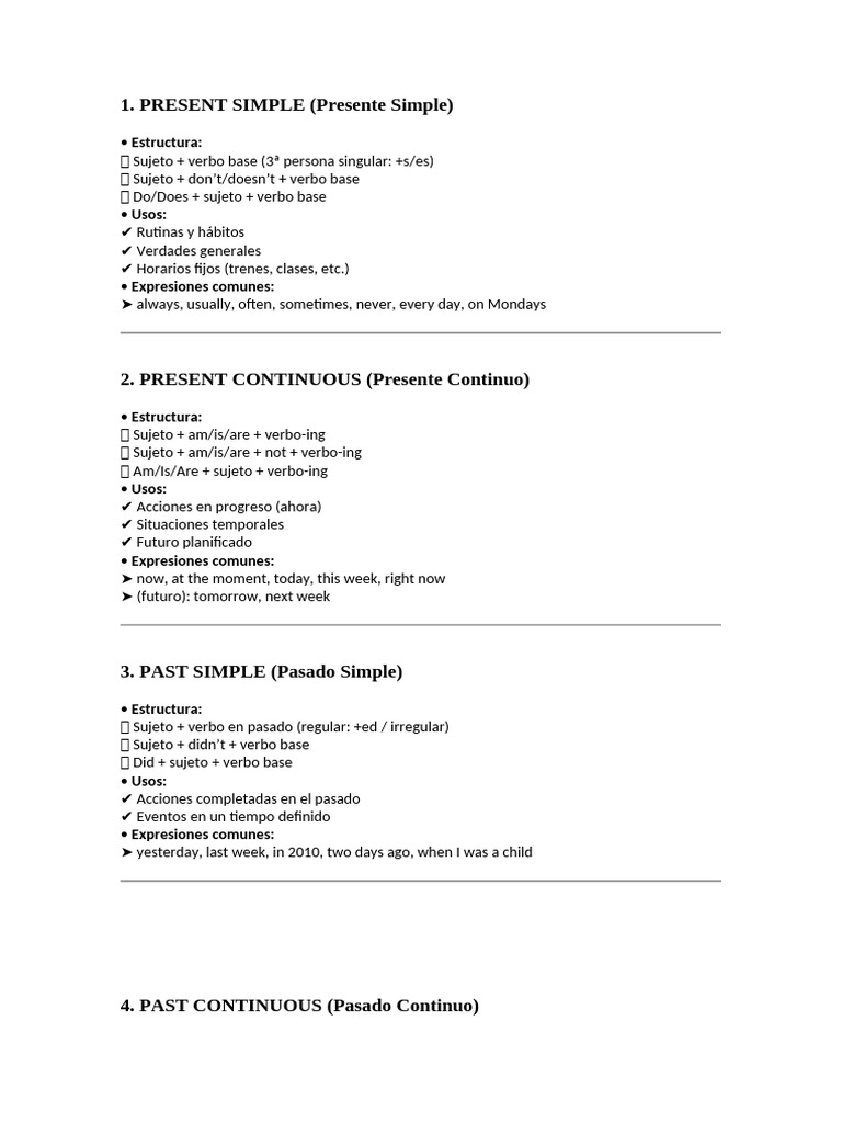 Grammar Tenses Review b1 | PDF | Sintaxis | Lingüística