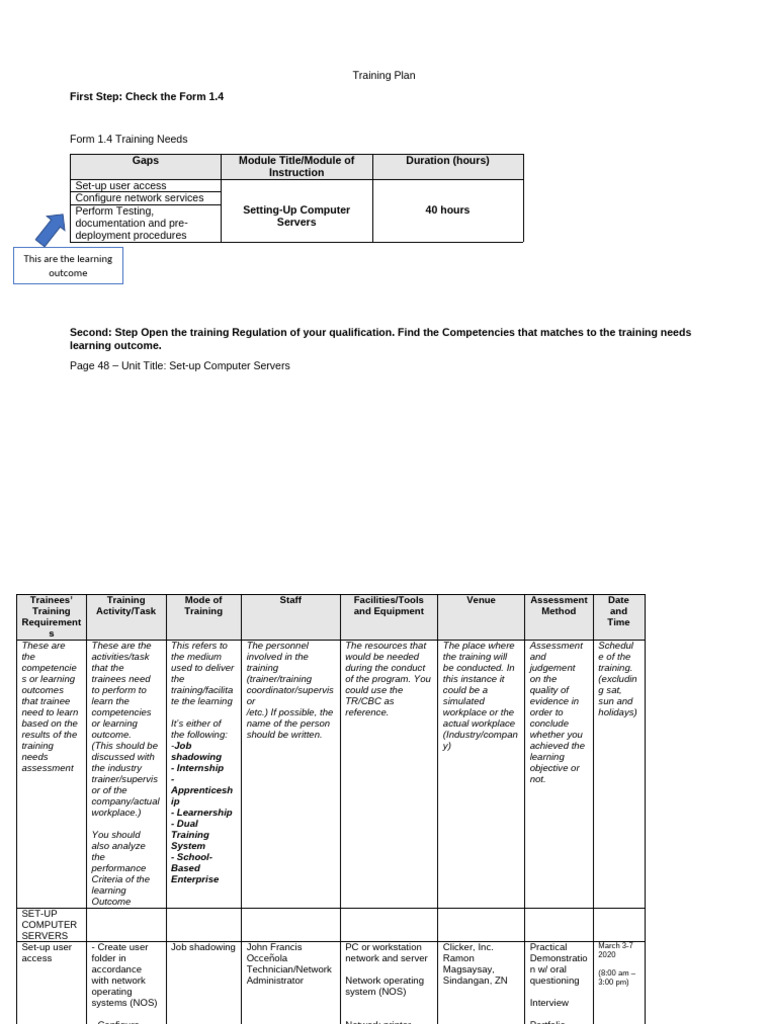 Training-Plan-Sample | PDF | Computer Engineering | Computer Science