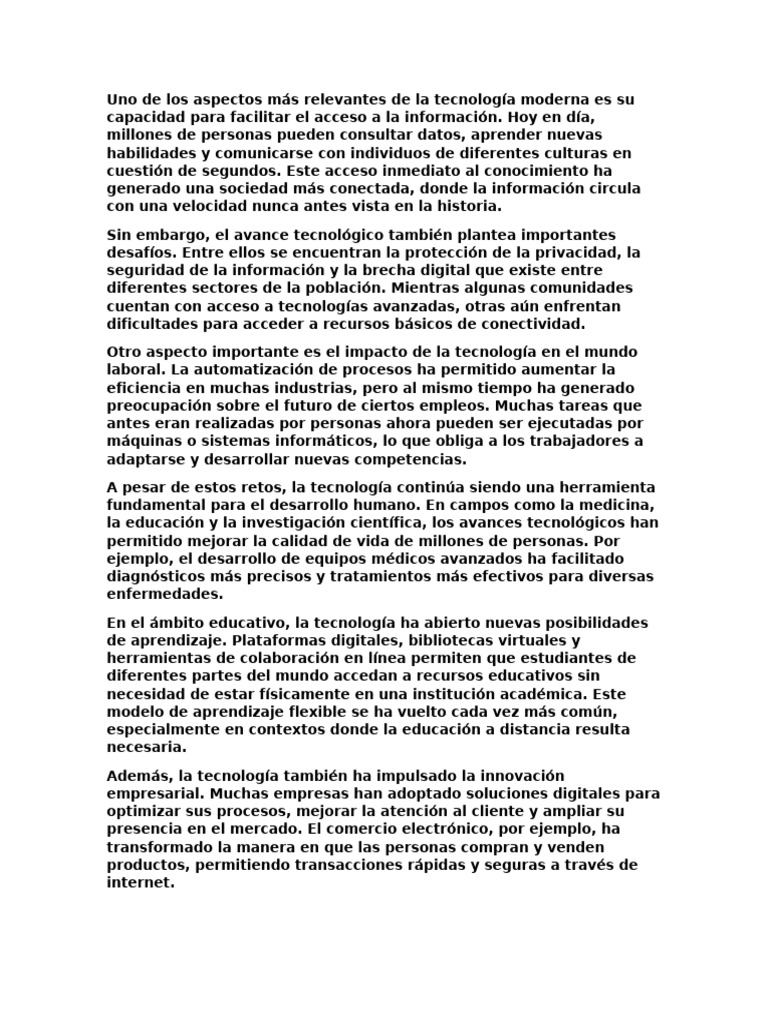 La Evolución de La Tecnología y Su Impacto en La Sociedad Moderna | PDF ...