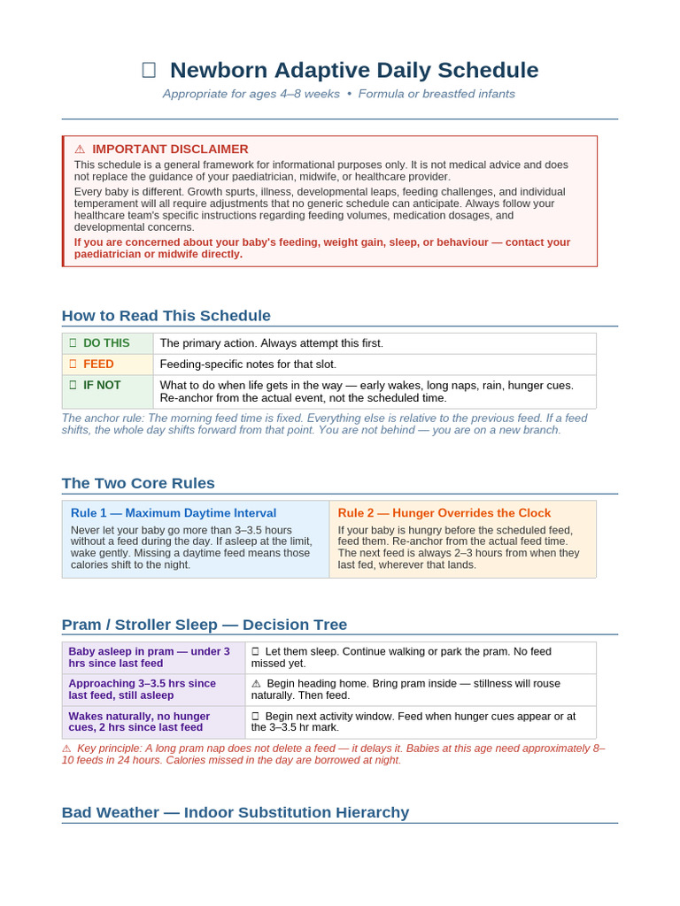 Newborn Adaptive Daily Schedule 4-8weeks | PDF | Infants | Sleep