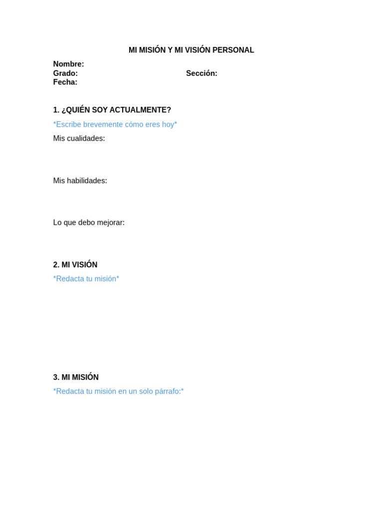 Mi Misión y Mi Visión | PDF