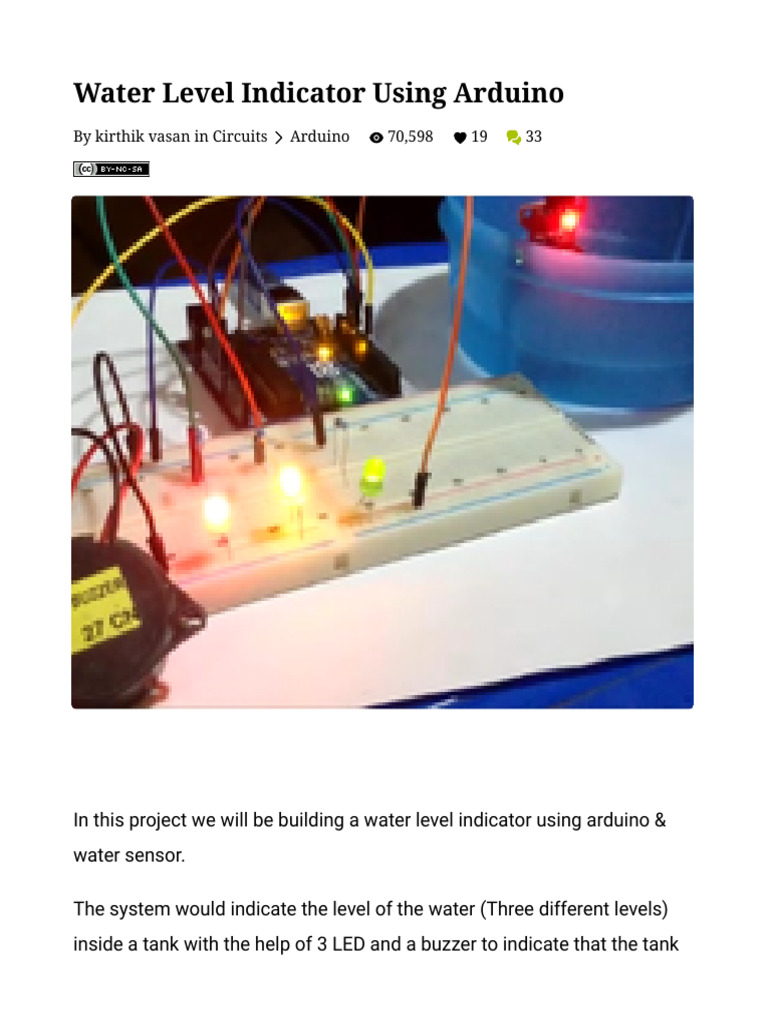 Water Level Indicator Using Arduino - 7 Steps - Instructables | PDF