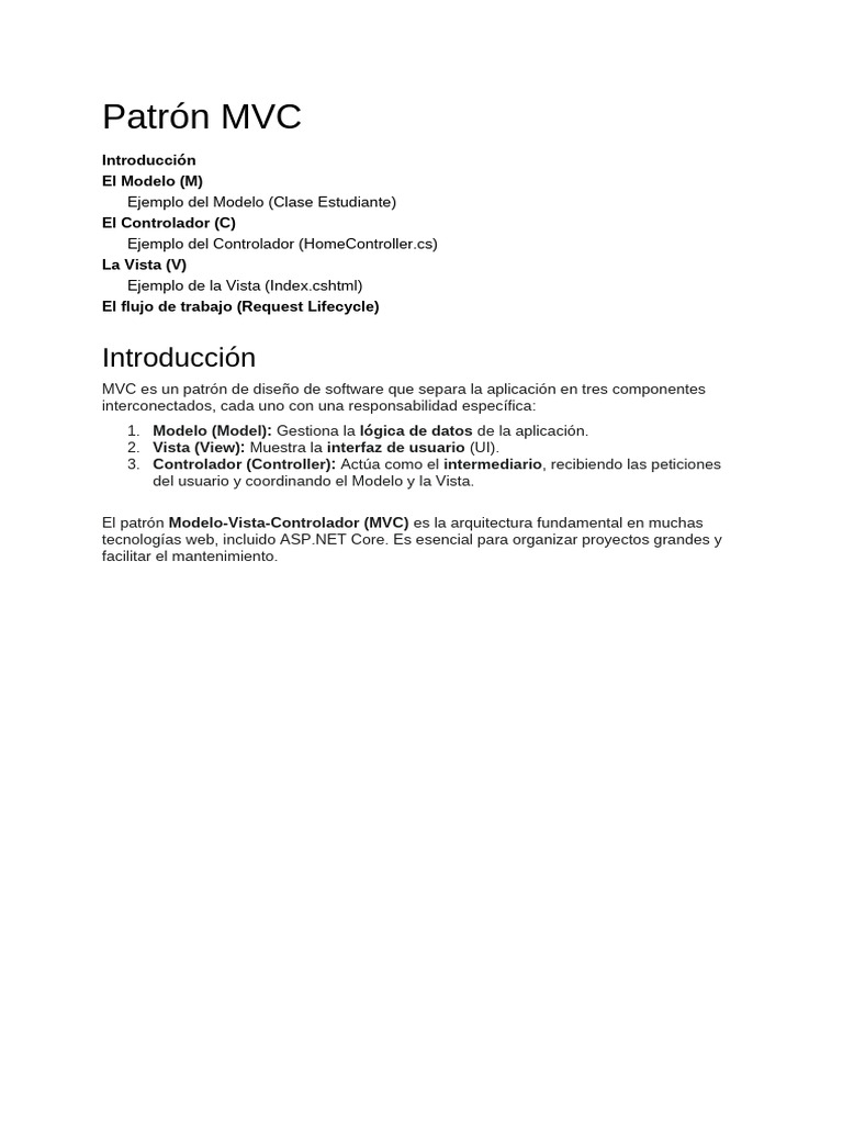 ASP Patrón MVC | PDF | Modelo – Vista – Controlador | Informática