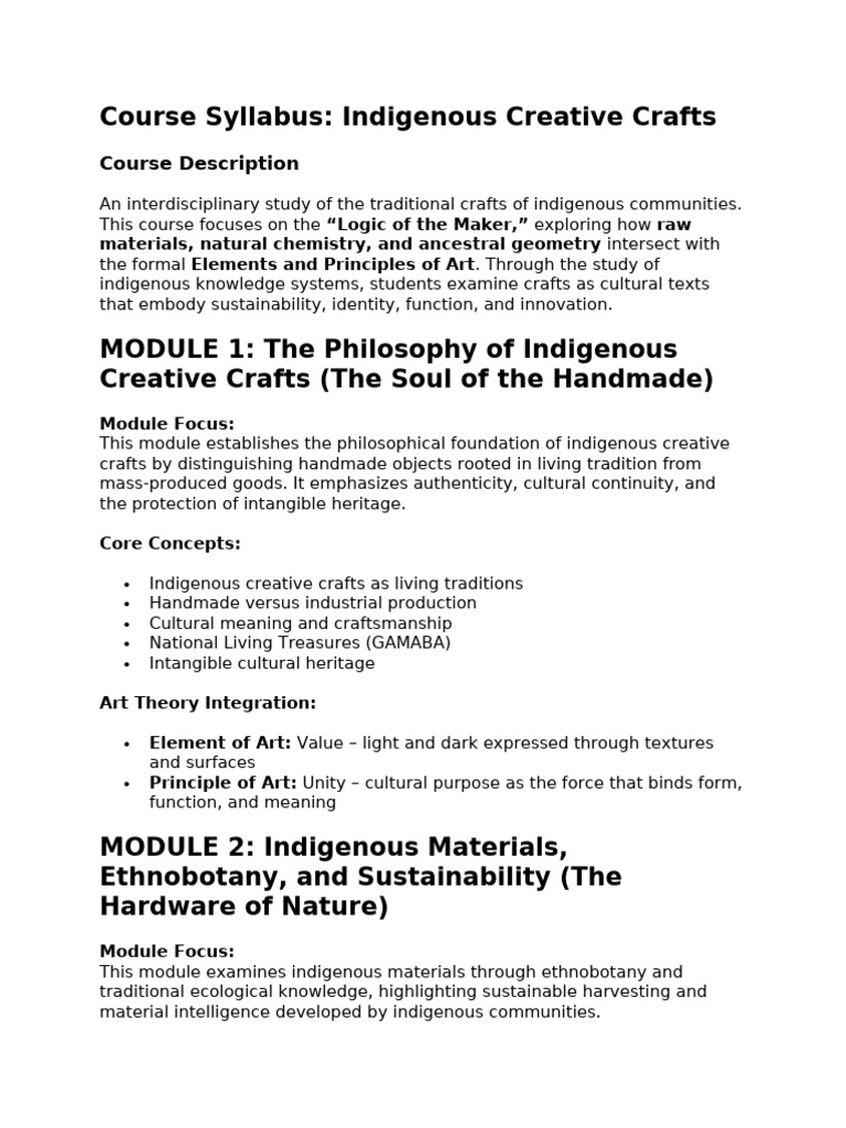 Indigenous Creative Crafts Module Titles Feb 14 2 | PDF | Aesthetics ...