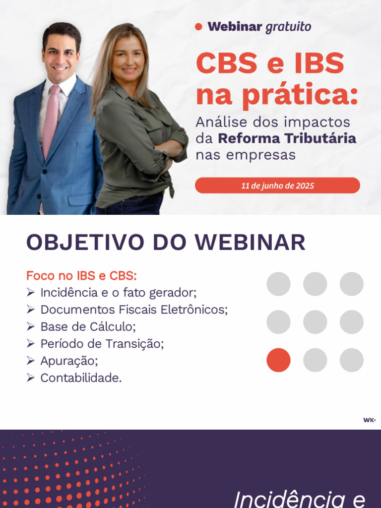 CBS e IBS Na Pratica Webinar Gratuito WK de Reforma Tributaria | PDF ...