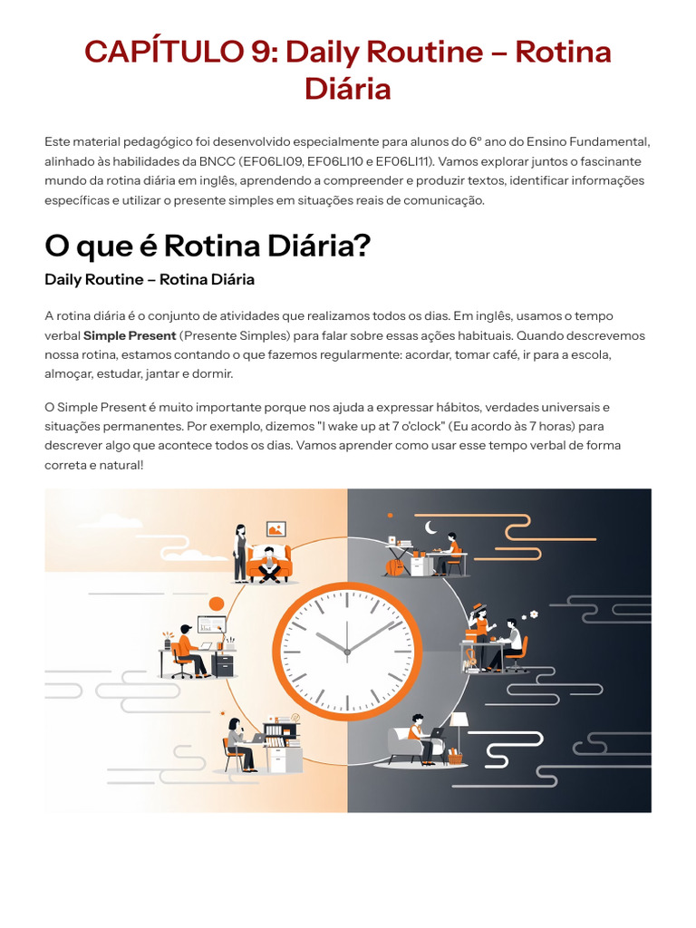 CAPITULO 9 Daily Routine Rotina Diaria | PDF