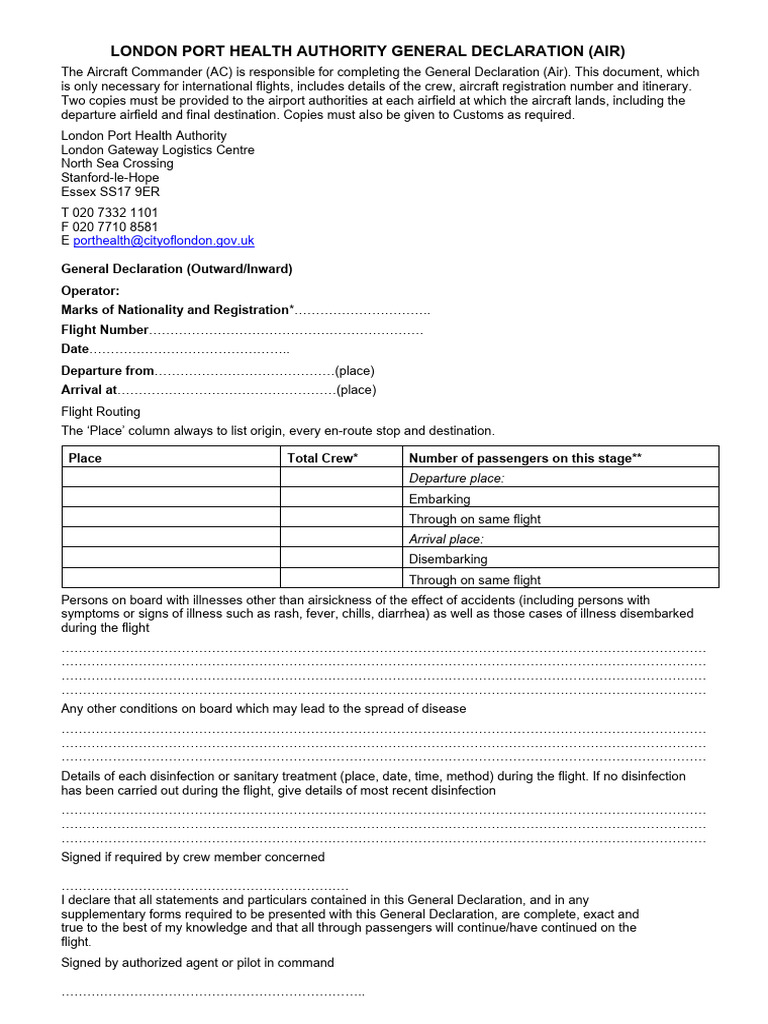 General Declaration Aircraft | PDF | Airliner Accidents And Incidents ...