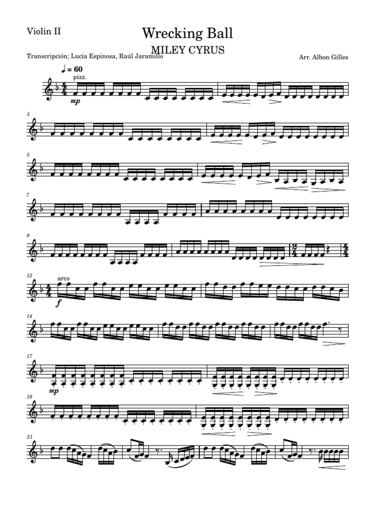 Wreacking Ball-Violin - II | PDF