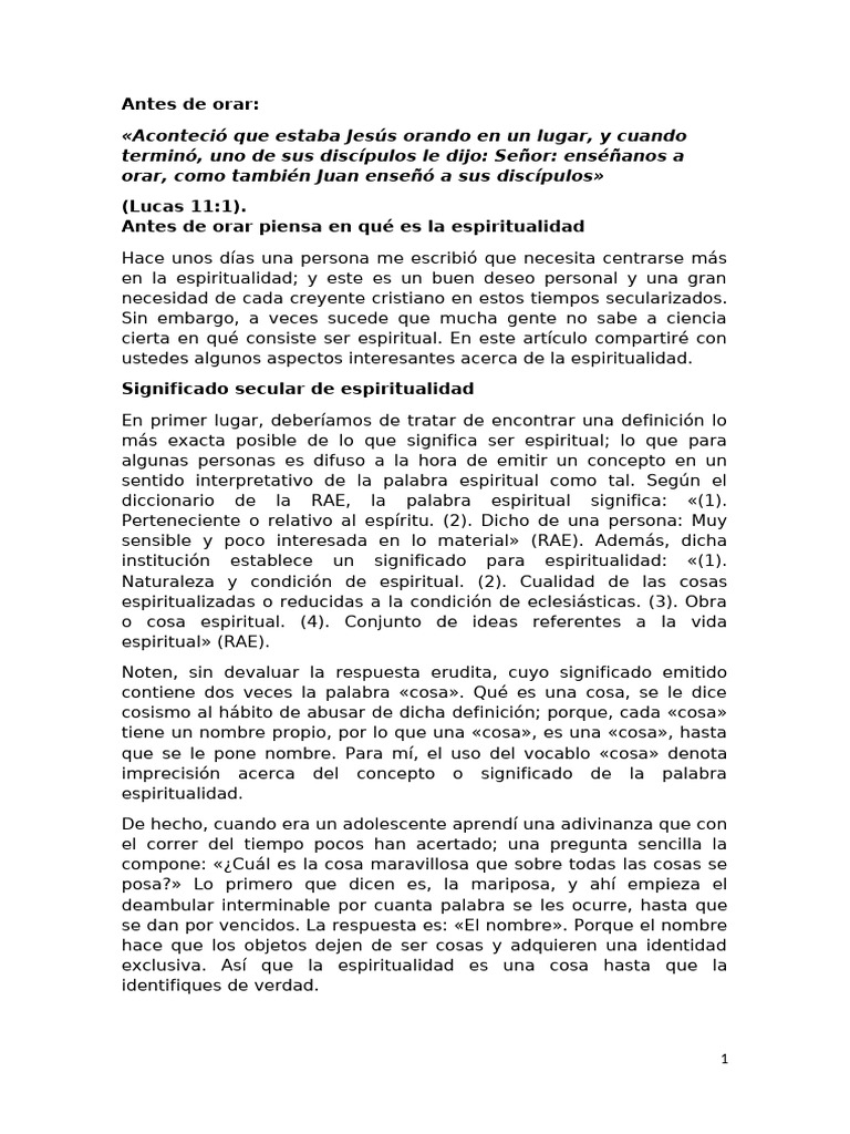 Antes de Orar | PDF | Oración | Jesús