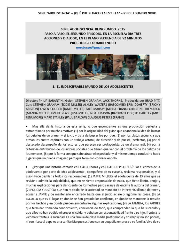 Serie Adolescencia + Paso A Paso La Escuela en Retirada | PDF