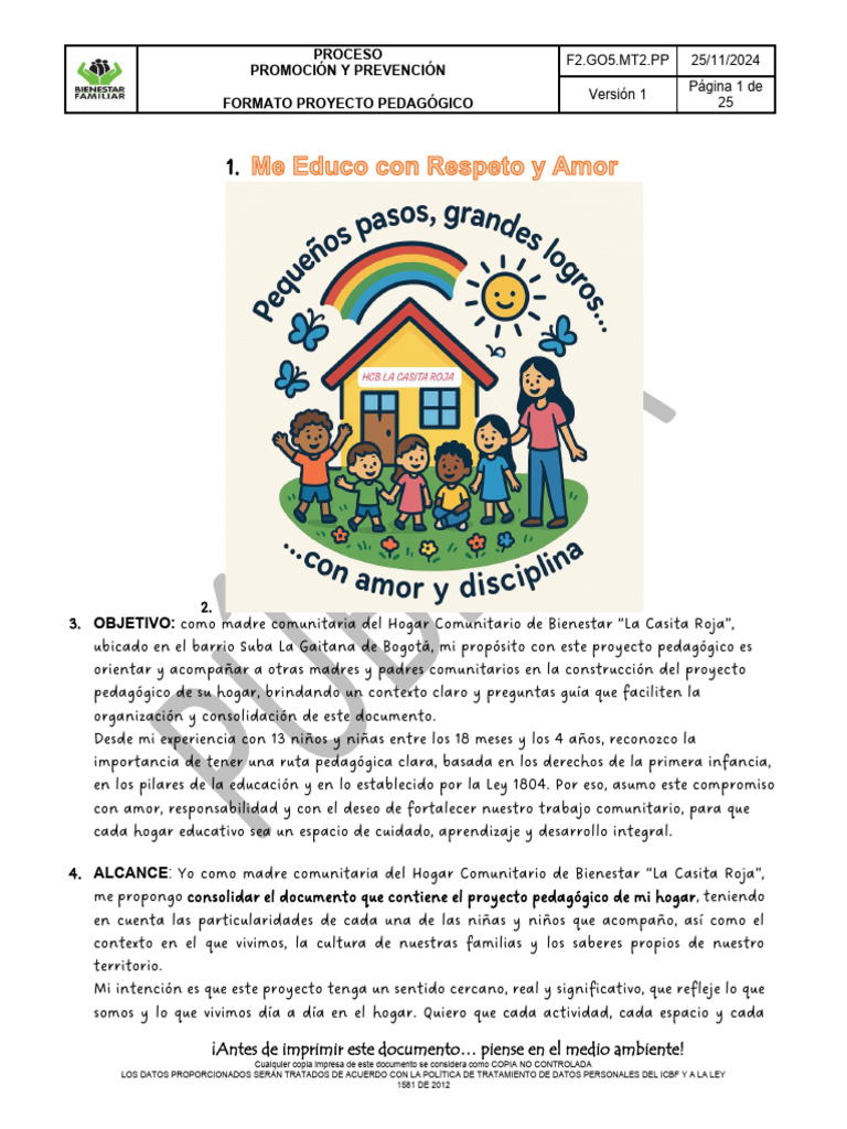 Proyecto Pedagogico | PDF | Educación de la primera infancia | Pedagogía