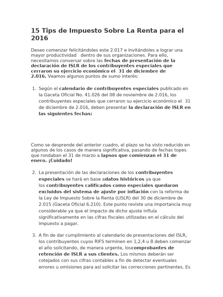 15 Tips de Impuesto Sobre La Renta para El 2016 | PDF | Bancos | Impuestos