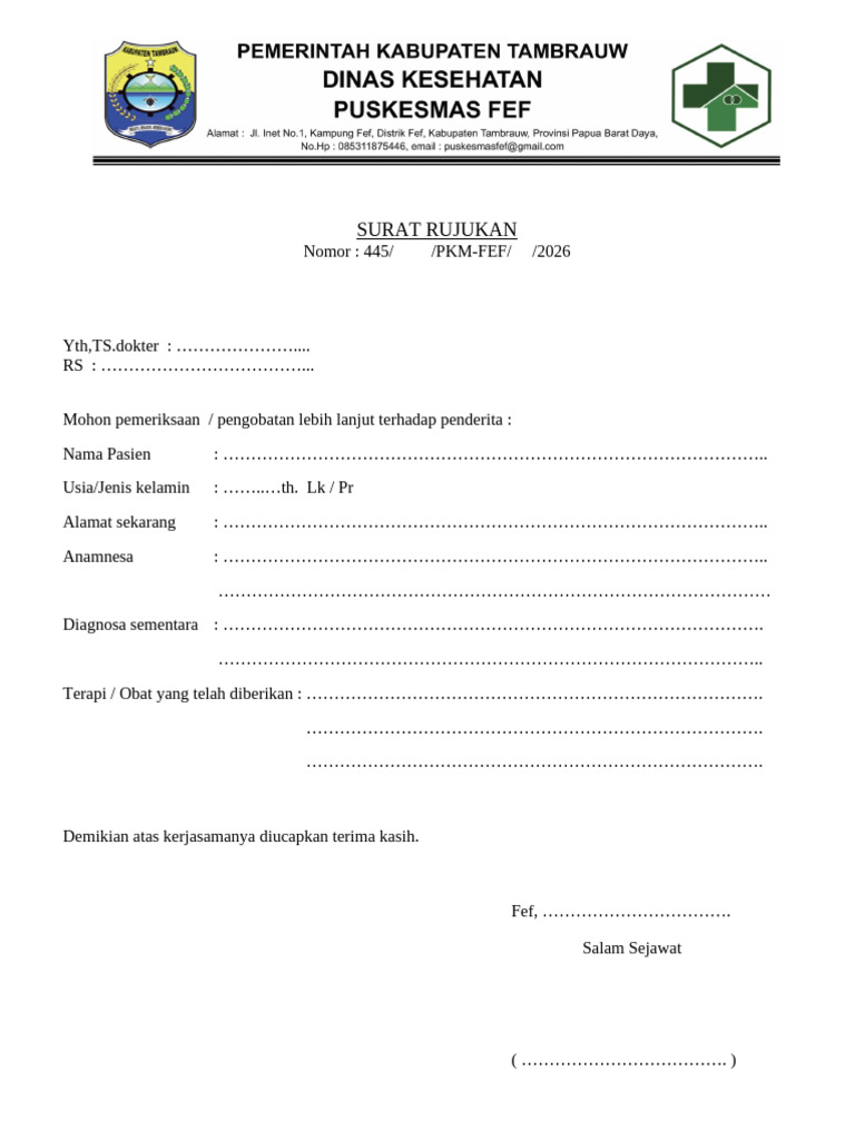 Surat Rujukan Pasien Umum | PDF