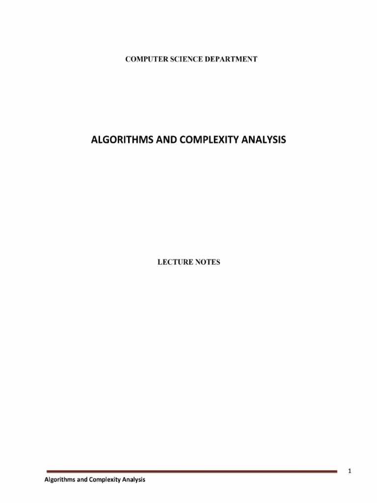 Algorithms and Complexity Analysis Csc 402 Conv_044211 | PDF