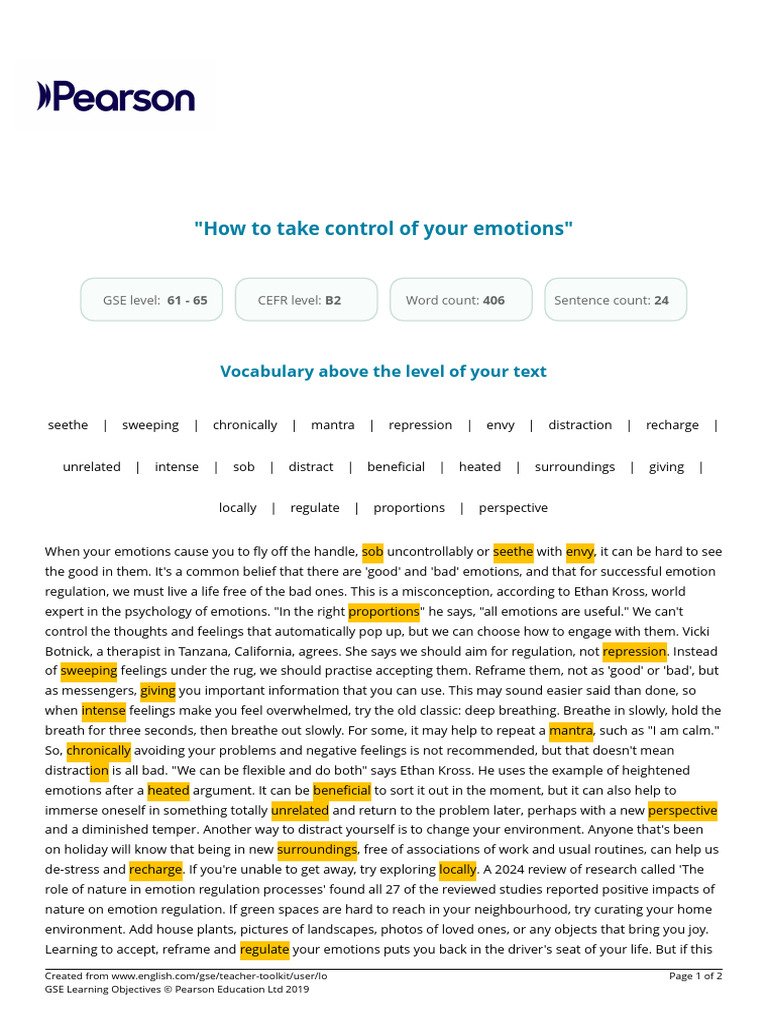 How To Take Control of Your Emotions | PDF | Cognitive Science | Emotions
