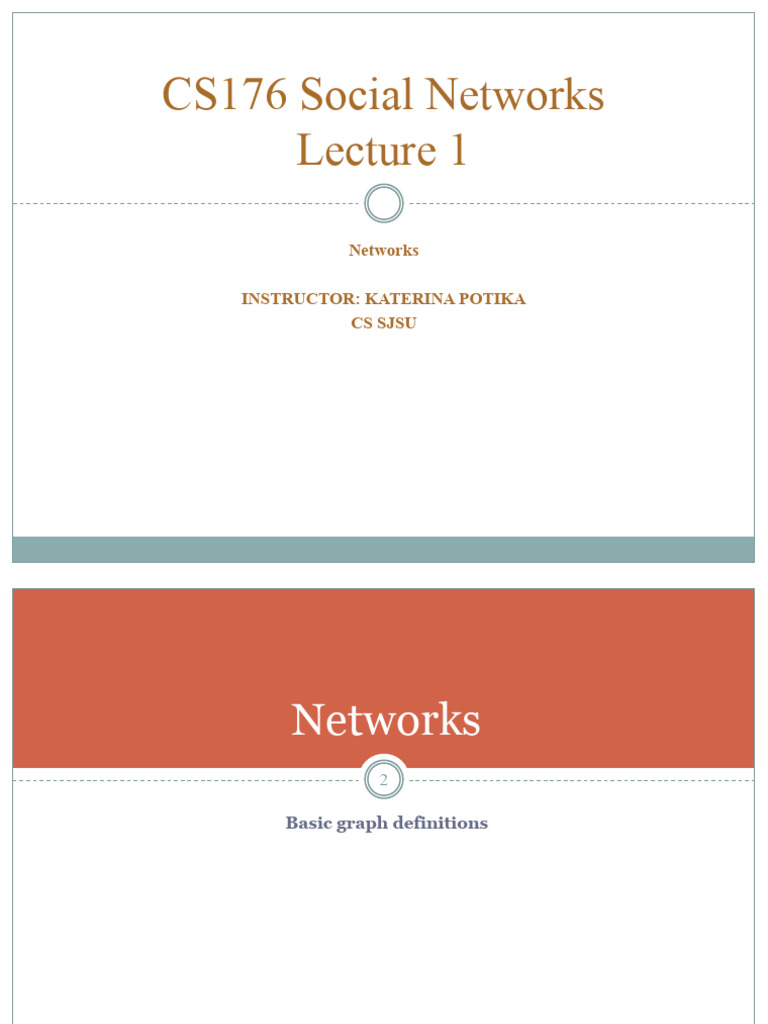 CS176 SoN Lect1 Graphs | PDF | Vertex (Graph Theory) | Combinatorics