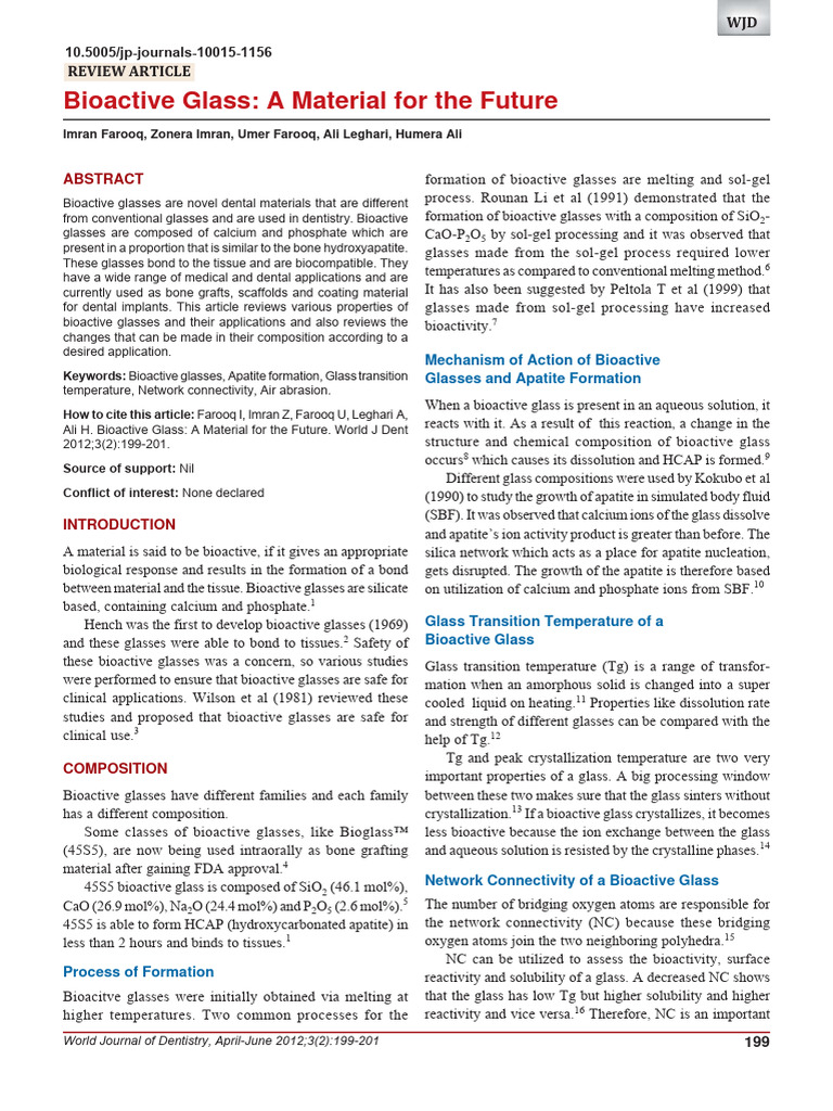 Bioactive Glass | PDF | Materials | Physical Sciences