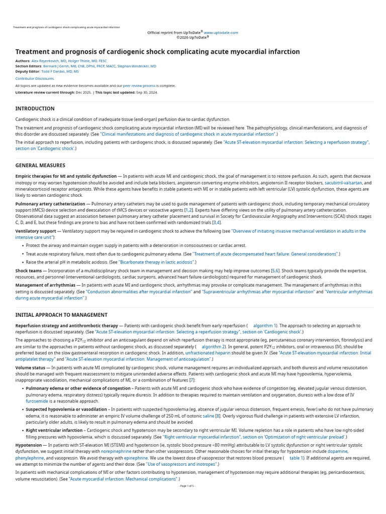 Treatment and Prognosis of Cardiogenic Shock Complicating Acute ...
