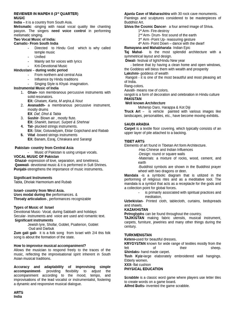 REVIEWER IN MAPEH 8 3rd QUARTER | PDF | Infection | Pathogen