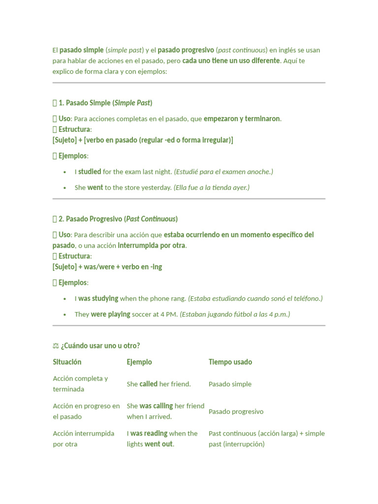 El Pasado Simple | PDF