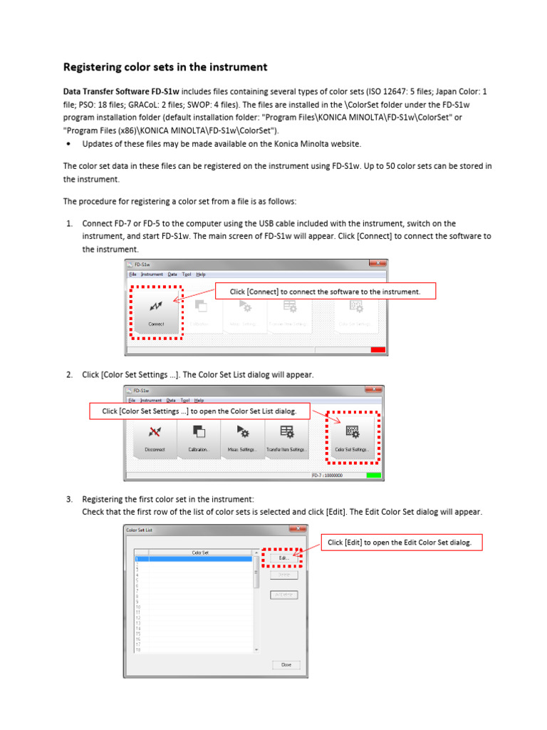 Registering Color Sets in The Instrument | PDF | Computer File | Computing