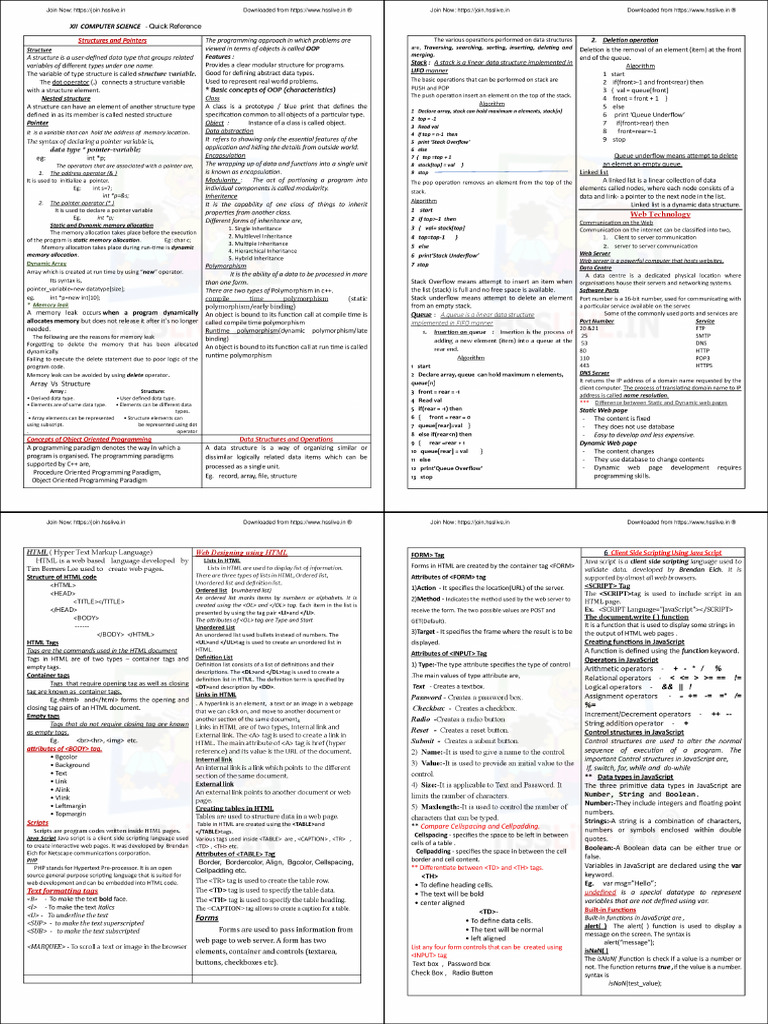 Hsslive Xii Cs Quick Reference Capsule Note Converted | PDF