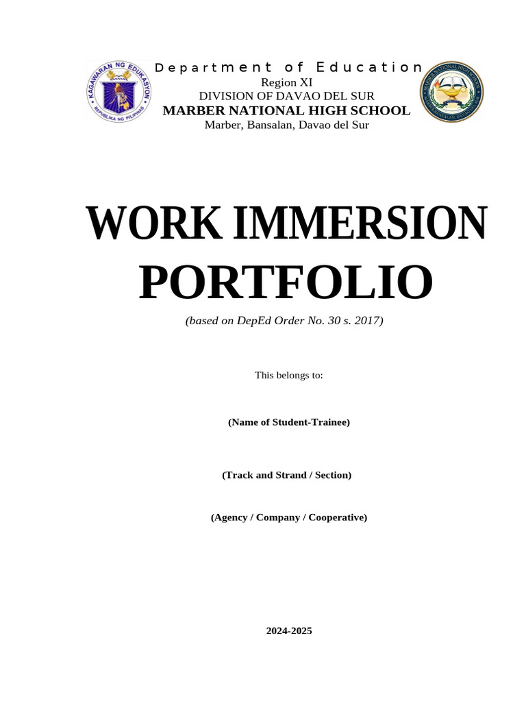 Marber Nhs Work Immersion Portfolio | PDF | Job Interview | Teachers