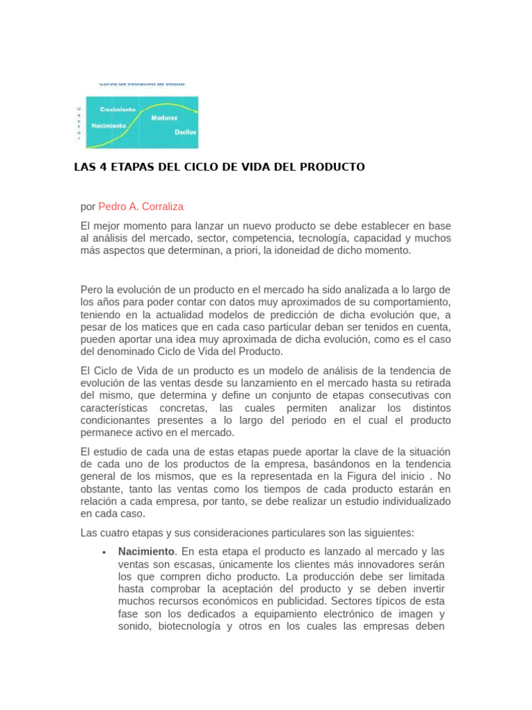 Las 4 Etapas Del Ciclo de Vida Del Producto | PDF | Mercado (economía ...