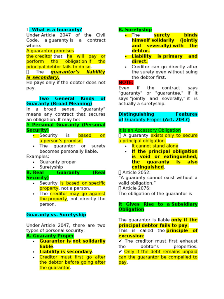 Guaranty | PDF | Guarantee | Surety
