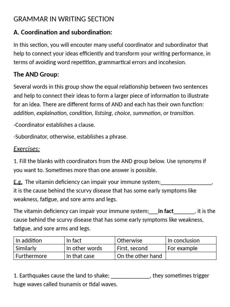 Grammar in Writing Section | PDF | Verb | Grammatical Number