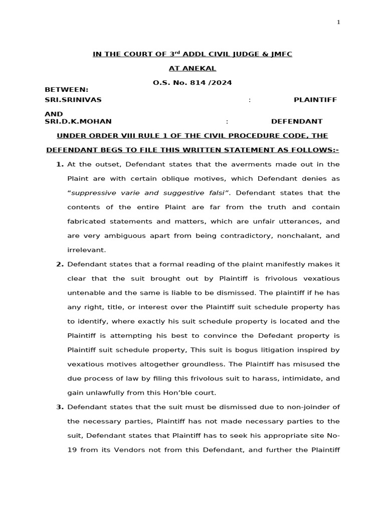 Written Statement | PDF | Lawsuit | Affidavit