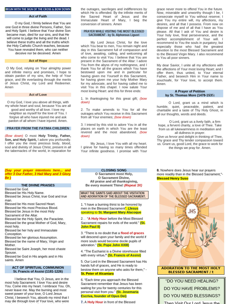 2025 Devotion To The Blessed Sacrament | PDF | Eucharist | Grace In ...