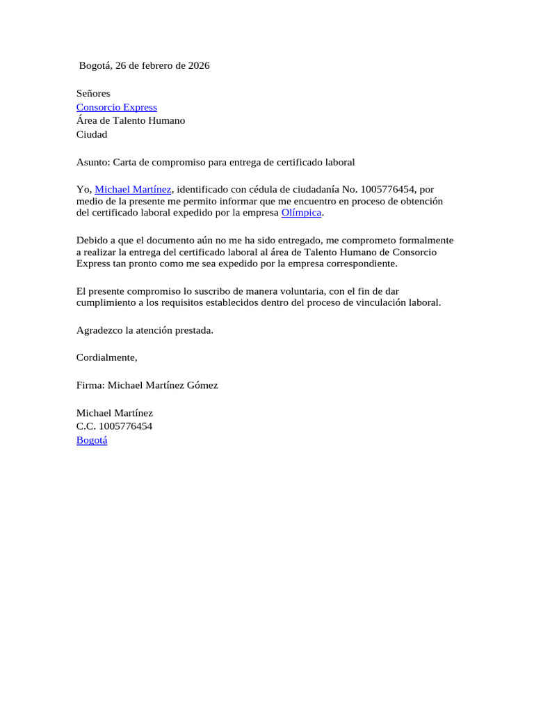 Carta de Compromiso | PDF