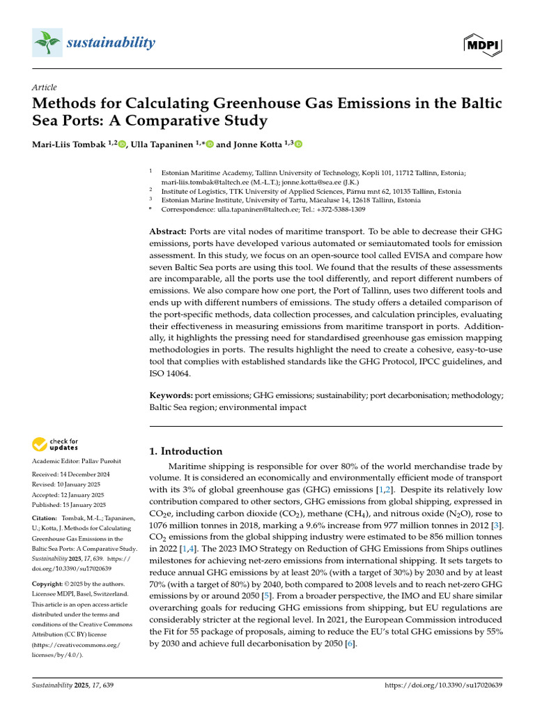 Methods For Calculating Greenhouse Gas Emissions in The Baltic | PDF ...