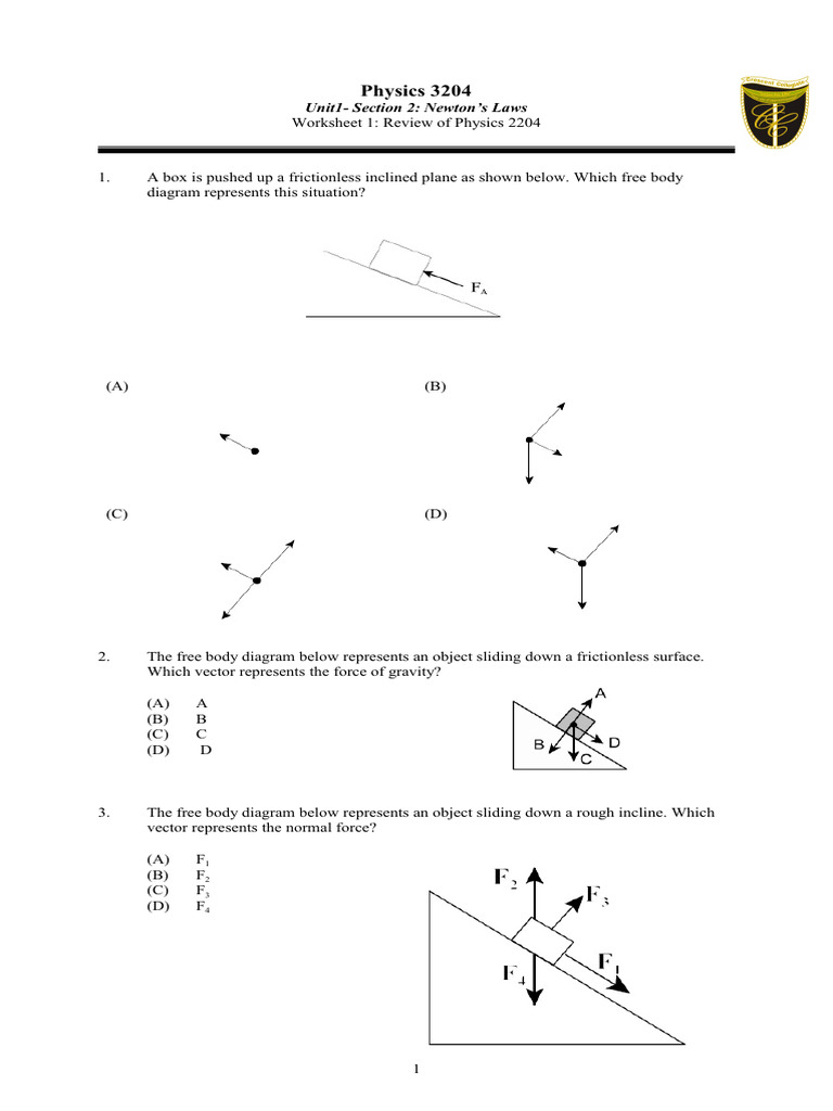 Worksheet - Newton's Laws Review | PDF | Force | Friction