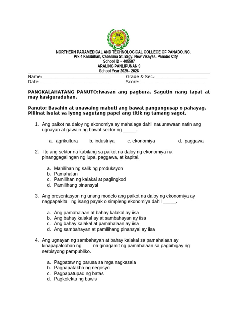 3rd Quarter AP 9 | PDF