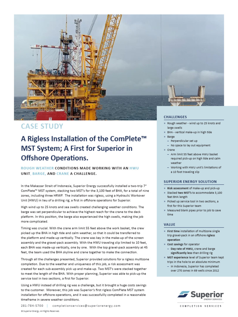 ComPlete MST System Rigless Installation Case Study | PDF | Crane (Machine)